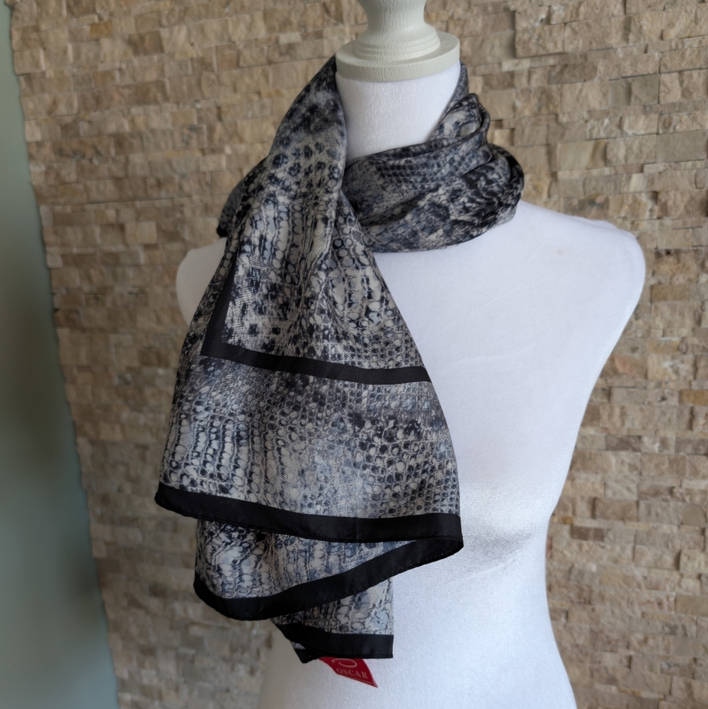 Vintage Oscar de la Renta 100% Silk Snakeskin Print Scarf Quiet Luxury Old Money image 4